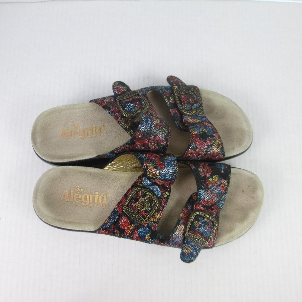 Alegria 40 US 9.5-10 Multicolored Strappy Leather Womens Sandals Jad -288 - Picture 6 of 8